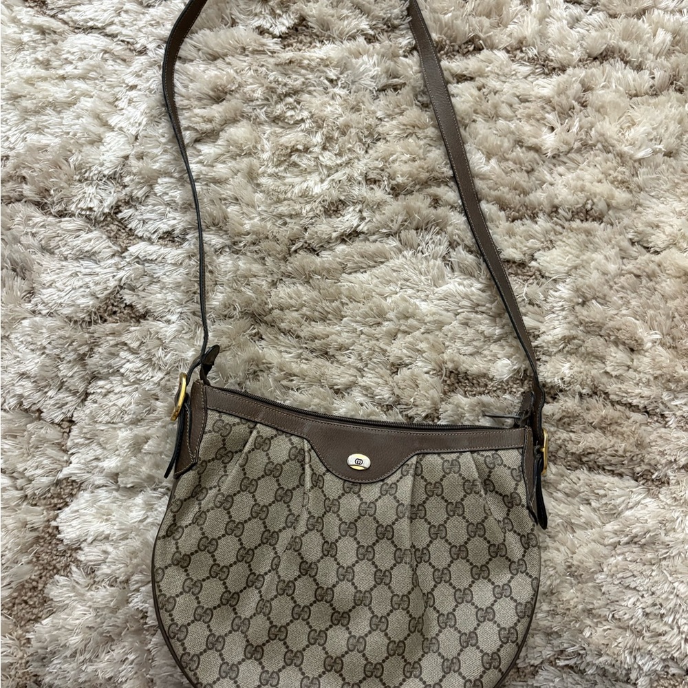 Gucci Beige and Brown GG Shoulder Bag